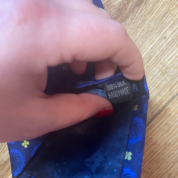 Kailong 100% blue geometric silk tie - Picture 5 of 5